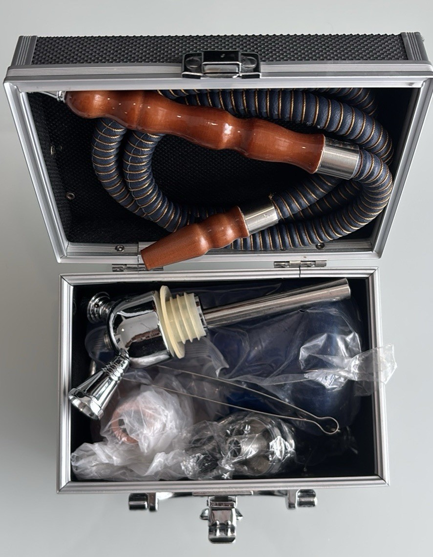 Yahya Hookah Shisha Mini Glass Smoking Pipe w/ Travel Case vtn