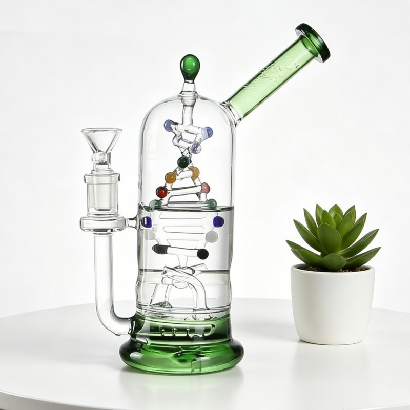 9&Prime; Glass Gene Tornado Water Bong Perc Bubbler Hookah Pipe 14mm Bowl US Stock