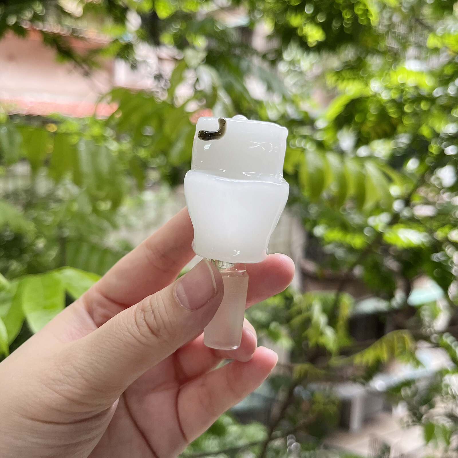 14MM Male Milky White Toilet Water Pipe Bong Glass Bowl USA Fast Free Ship 1pcs