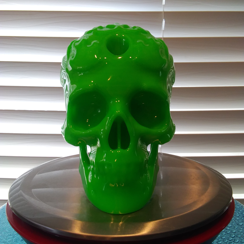Flaming Skull Bong Bubbler black light reactive
