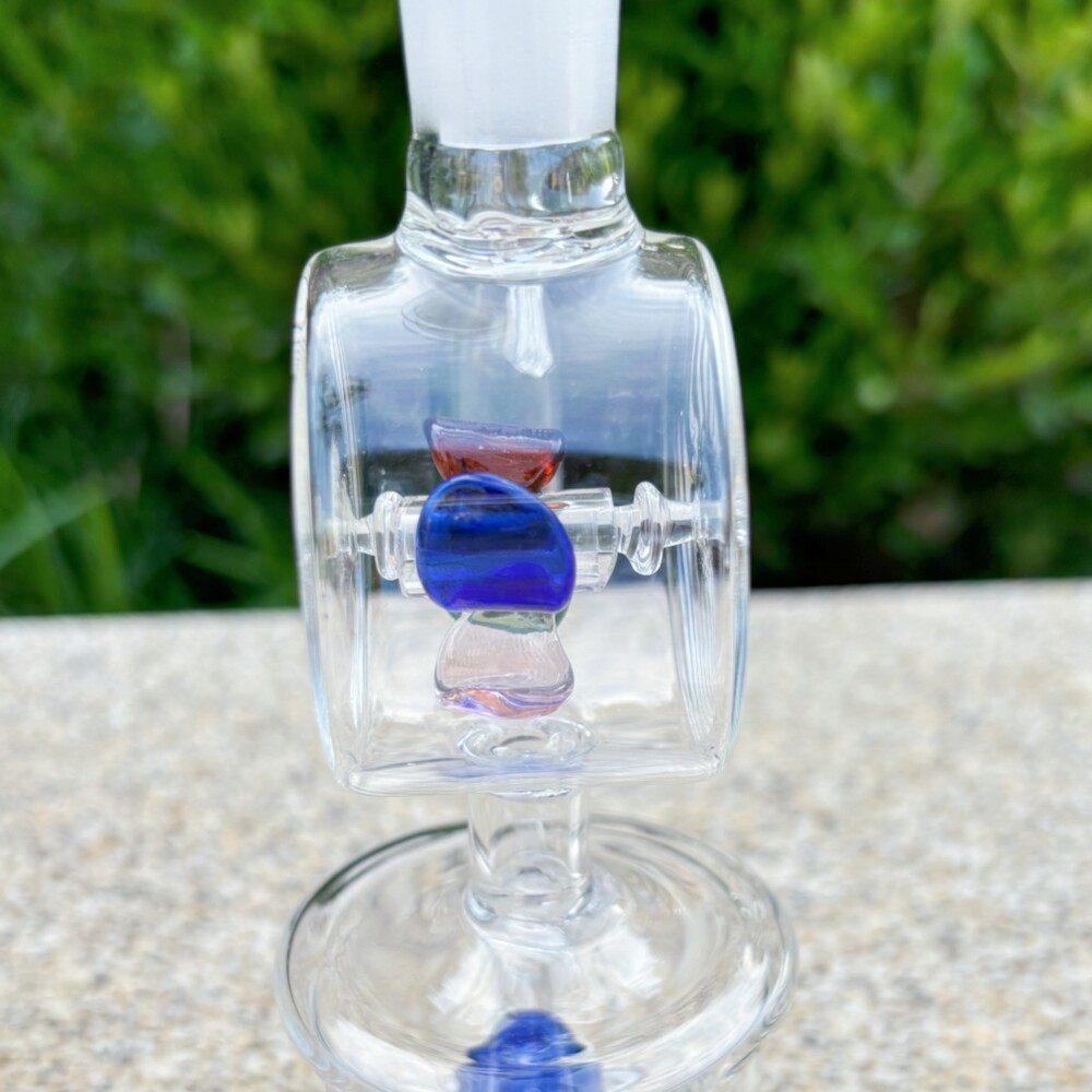 5.9 » Glass Bong Mini Windmill Spin Recycler Hookah Tornado Water Pipe Bubbler