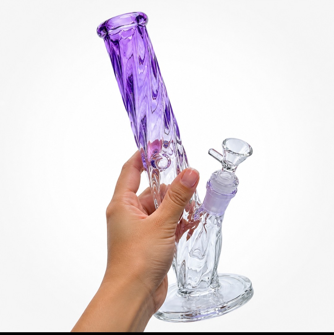 10&Prime; Inch THICK Iridescent STRAIGHT BONG Glass Water Pipe F104
