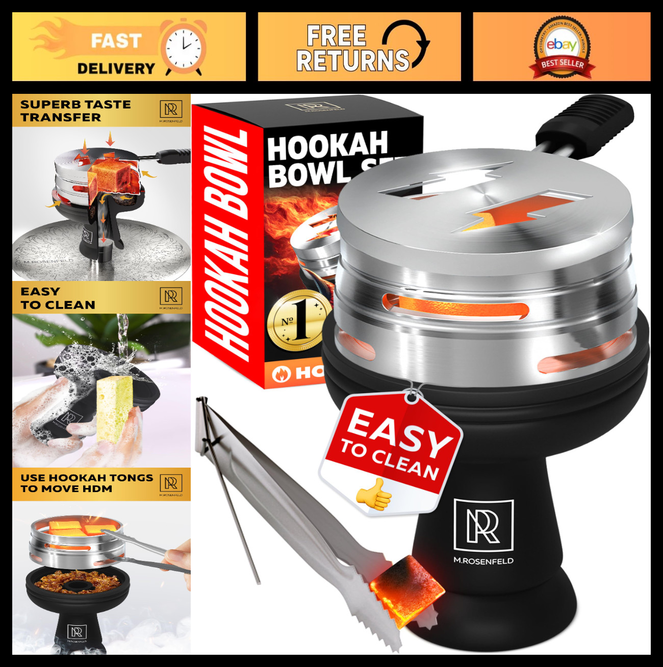 Universal Silicone Hookah Bowl Set – Phunnel Design for Heat Management, Easy Cl