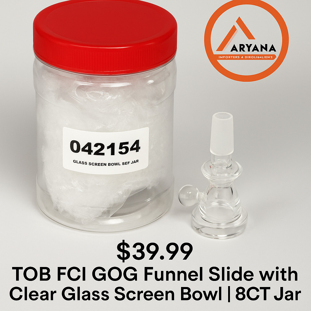 TOB FCI GOG Funnel Slide with Clear Glass Screen Bowl – FREE SHIPPING | 8CT Jar