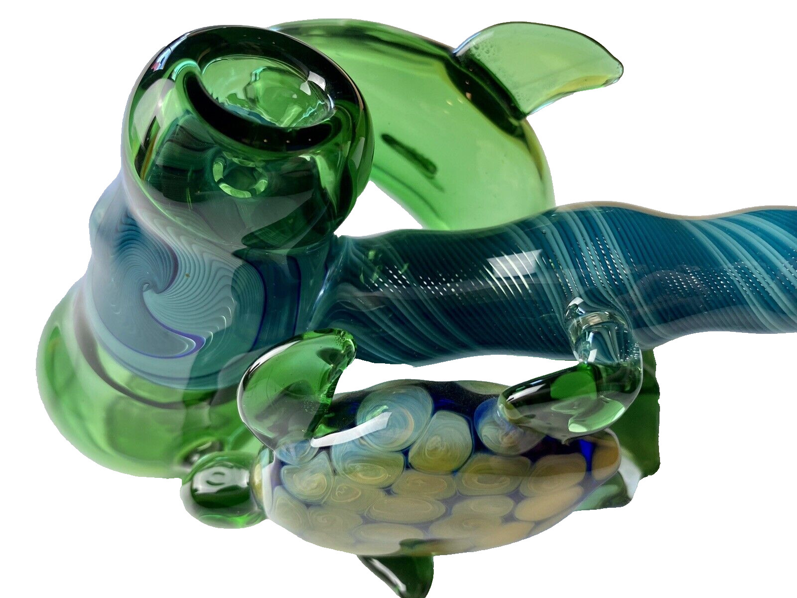 American Made Hammer Bubbler With Turtle & Dolphin, California Made By J. Grant