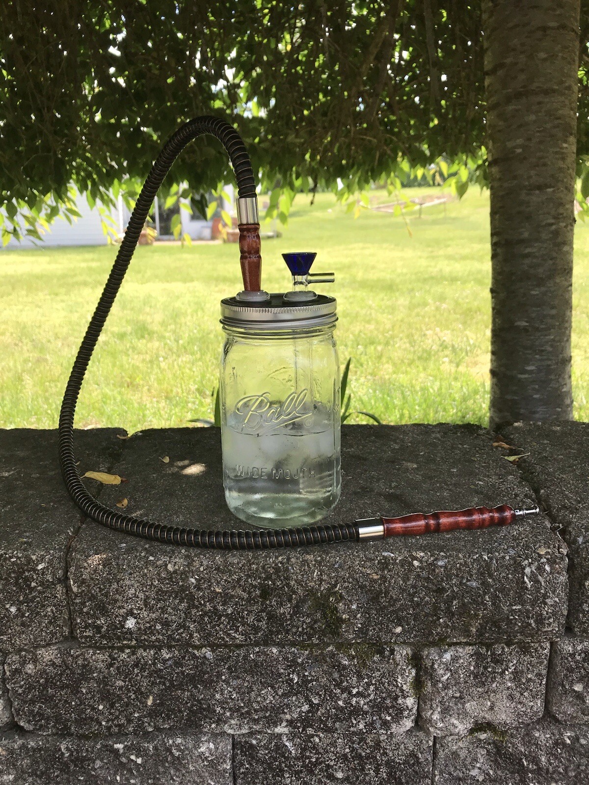 5-Arm Tree Downstem Mason Jar Hookah 32oz 19/14mm Thick Bowl Bong Water Pipe