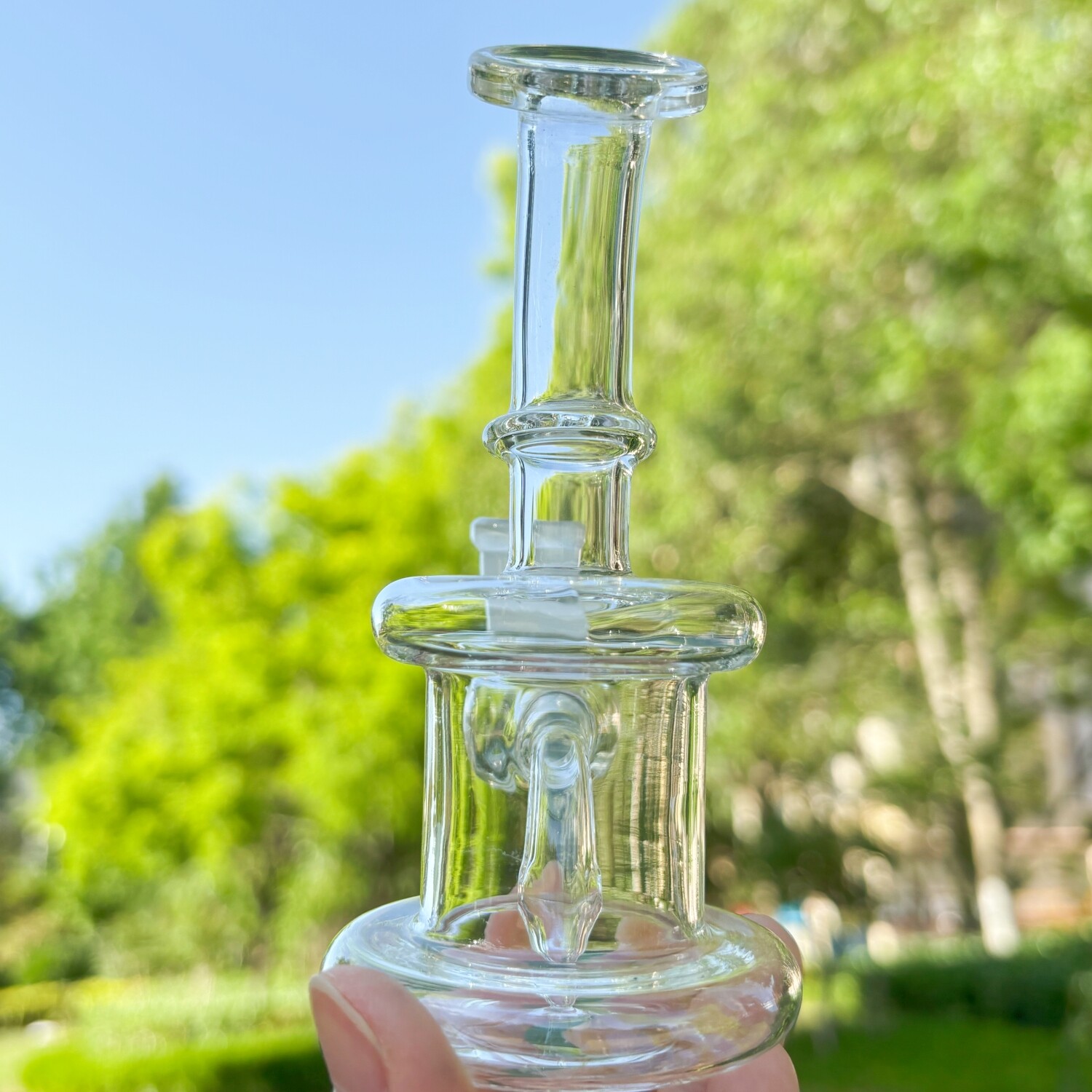 Clear 5&Prime; Mini Glass Bong Diffused Percolator Water Pipe Hookah Bubbler w/Bowl