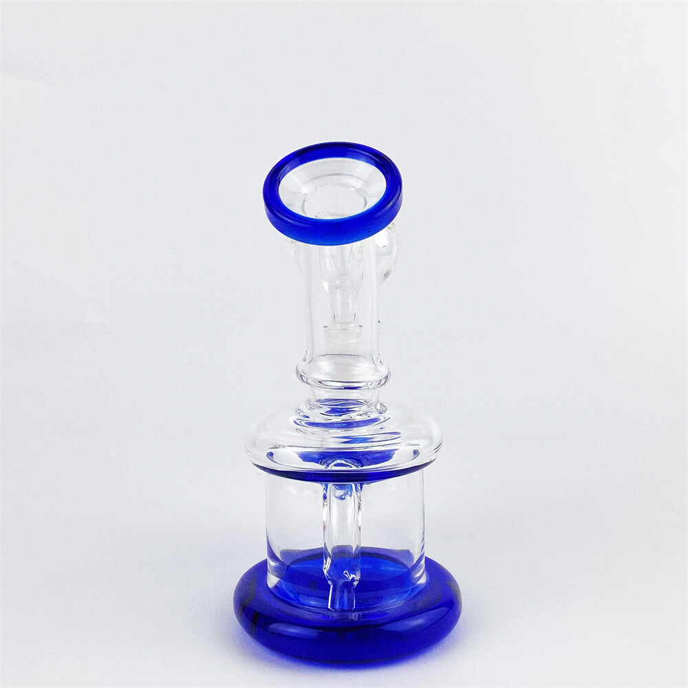4&Prime; Blue Mini Glass Bong Diffused Perc Premium Quality Water Pipe Hookah Bubbler