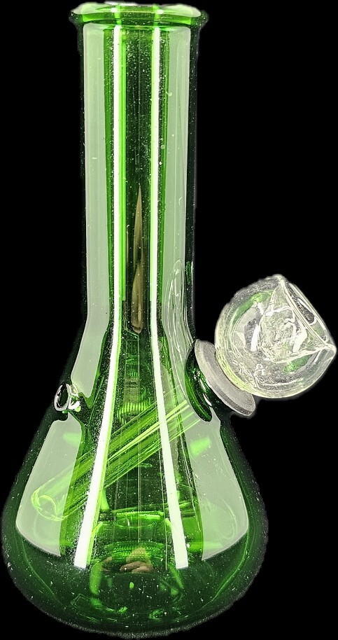5&Prime; GREEN GLASS Tobacco Mini Hookah Water Pipe Bong WITH SCREENS