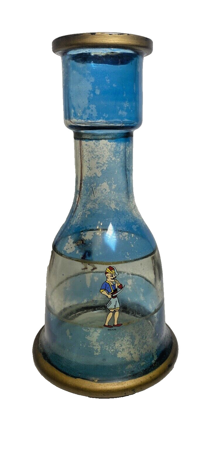 Vintage Middle Eastern Bohemian Clear Painted Glass Hookah Bell Base 11&Prime; Tall