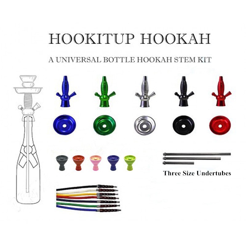 Shisha Narghile Champagne/Wine Bottle Top Hookah Stem Aluminum Smoking Pipe Suit