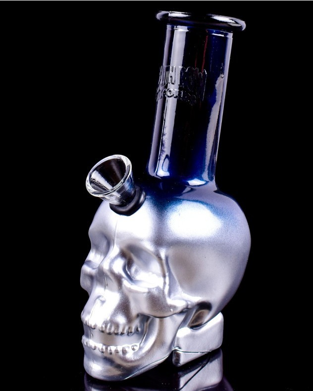 Water Pipe Bong DEATH ROW RECORDS Skull Bubbler 6” Inch Hookah – Black & Silver
