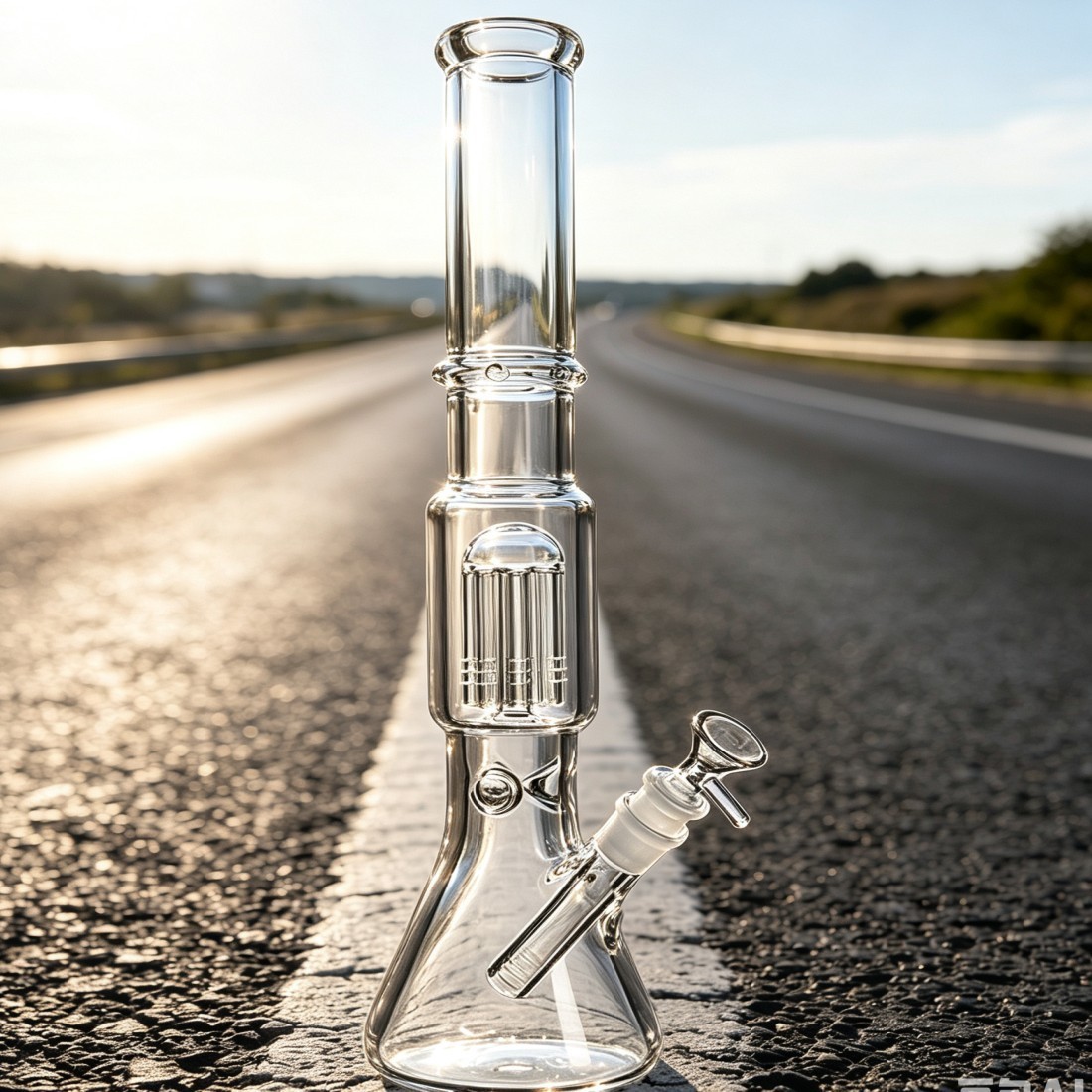 Tall bowl Stable tree branch ice bong Glass Water pipe pink Smoking Recycler big