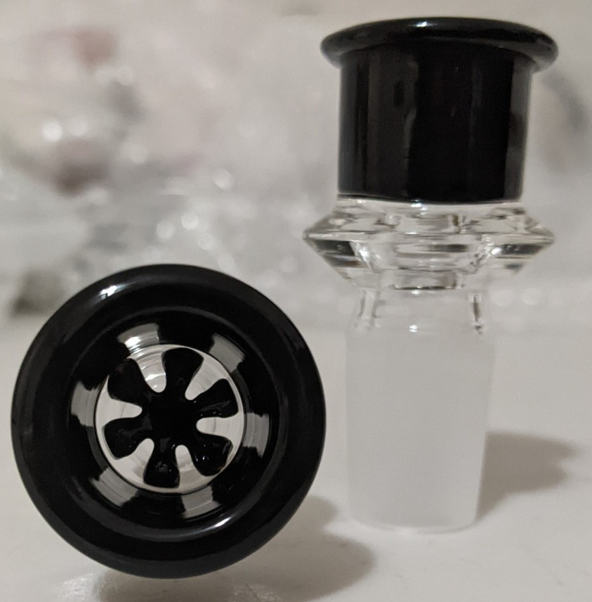 18mm Glass SNOWFLAKE SCREEN Slide BOWL Male for Water Pipe Bong (1 – ONE) Black