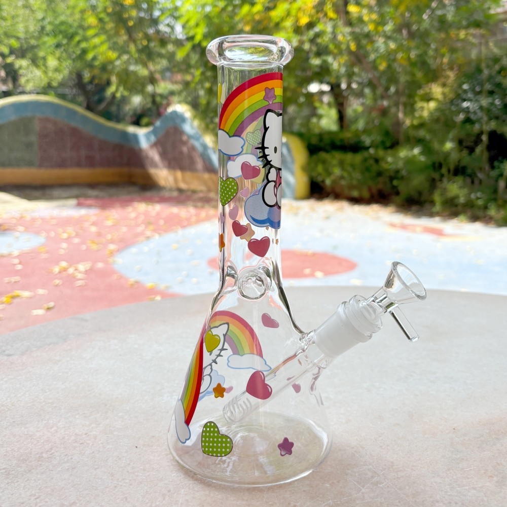 Kawaii 10 » Kitty Rainbow Sticker Glass Bong Beaker Water Pipe Smoking Hookah