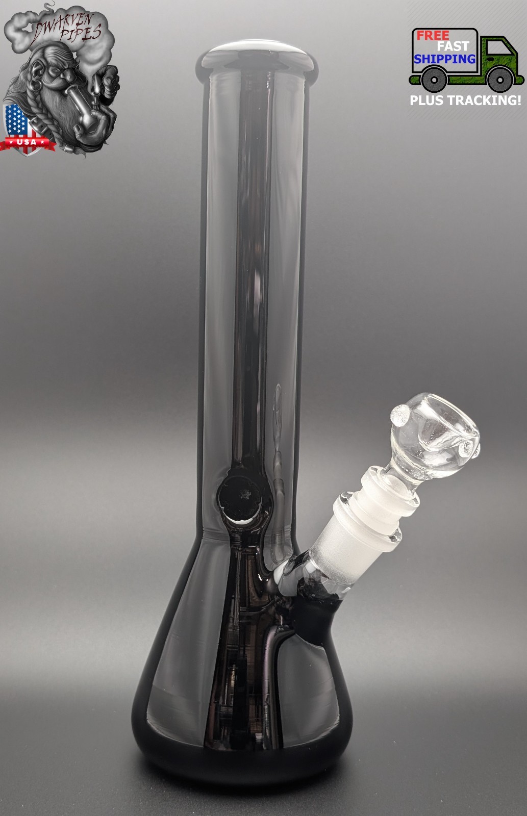 10&Prime; Inch Glass Hookah Water Pipe Bong Jet Black w/ 6 Cut Downstem