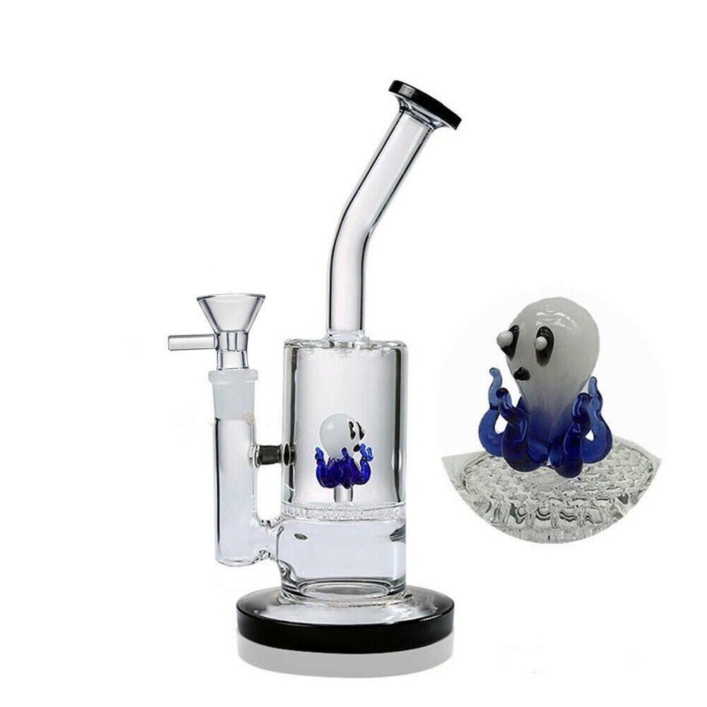 9&Prime; Glass Bong Smoking Hookah Water Pipe Octopus Perc Smoking 14mm Bowl