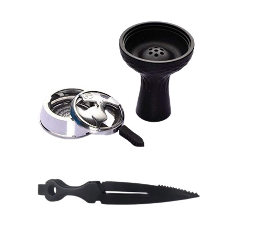 Best Hookah Bowl – Heat Management Charcoal Holder with Cover – Hookah Tong