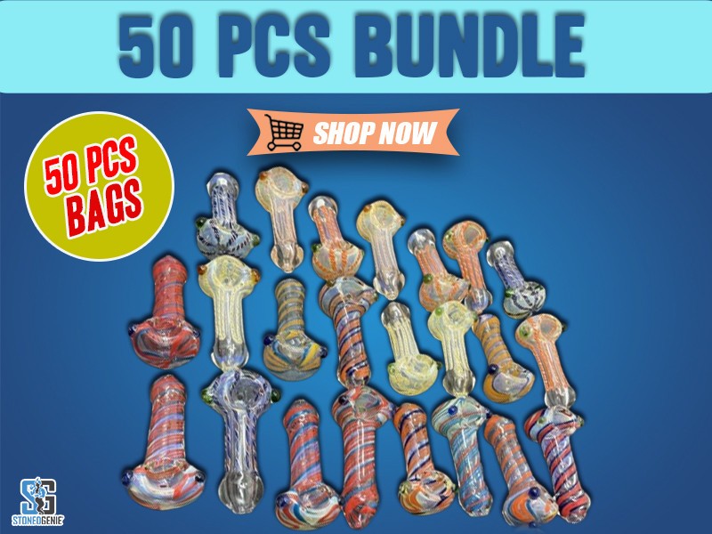 3.5&Prime;/4&Prime; Glass Tobacco Hand Pipe – 50 PC Bundle