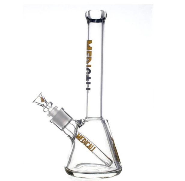 12&Prime; Medicali® – Bell Beaker Bong – Thick 9mm Glass Water Pipe (Teal Script)