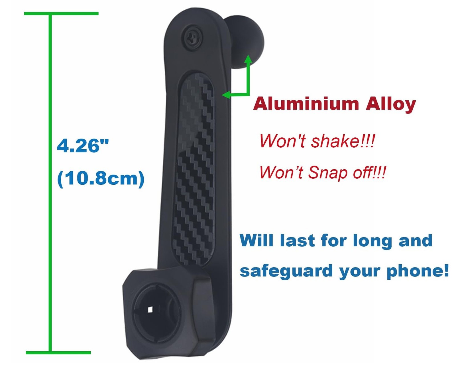 Aluminium 17mm/0.67&Prime; Ball Mount Extension Arm, Solid 17mm Vent Clip Ball Exte…