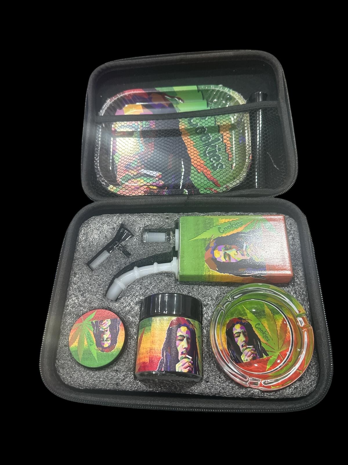 Pineapple Babes Hard Case Bong Grinder Ashtray Stash Jar Tubes Rolling Tray Set