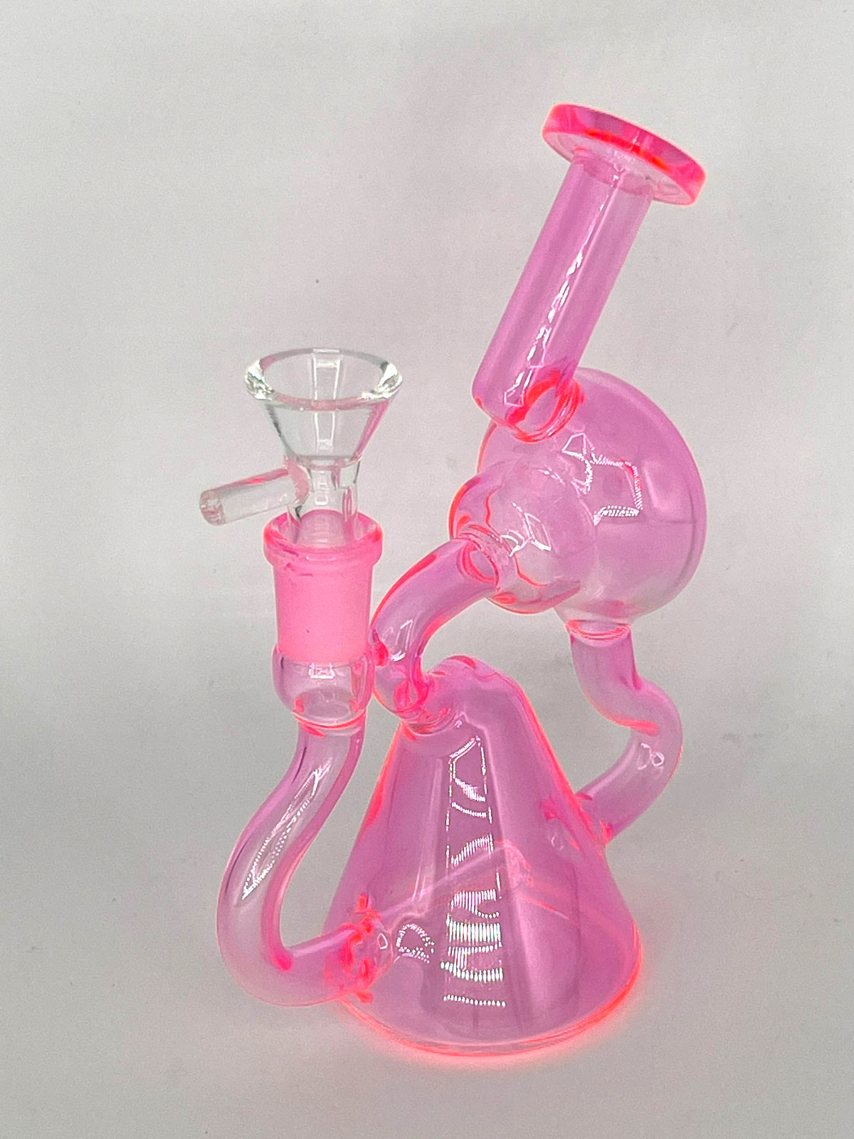 6&Prime; INLINE PERC RECYCLER BONG RIG 14MM BOWL* HOOKAH * NEON PINK *2 FREE GIFTS 💗