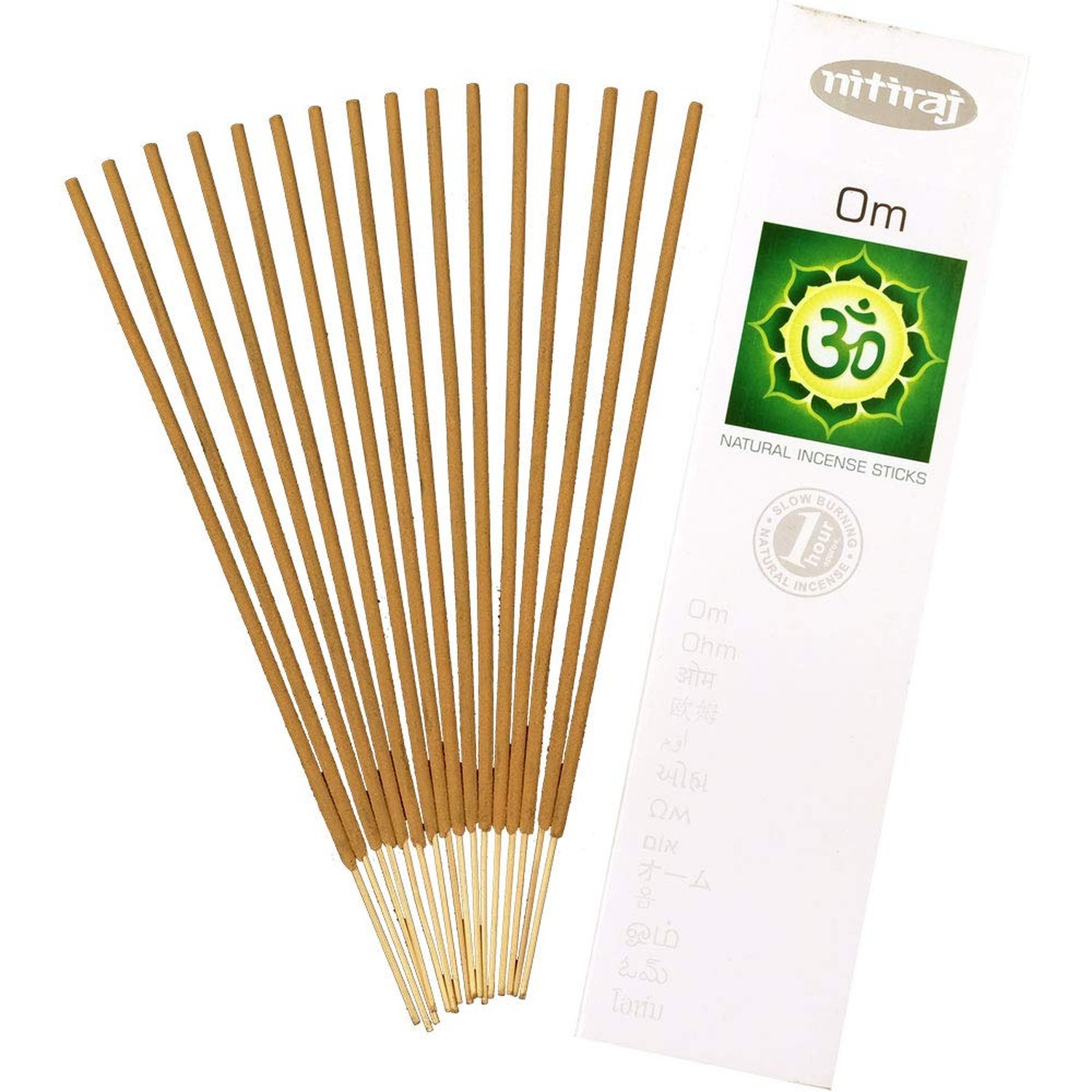 Nitiraj Platinum Natural Incense Sticks Slow Burning 1hr. 2Pack Om