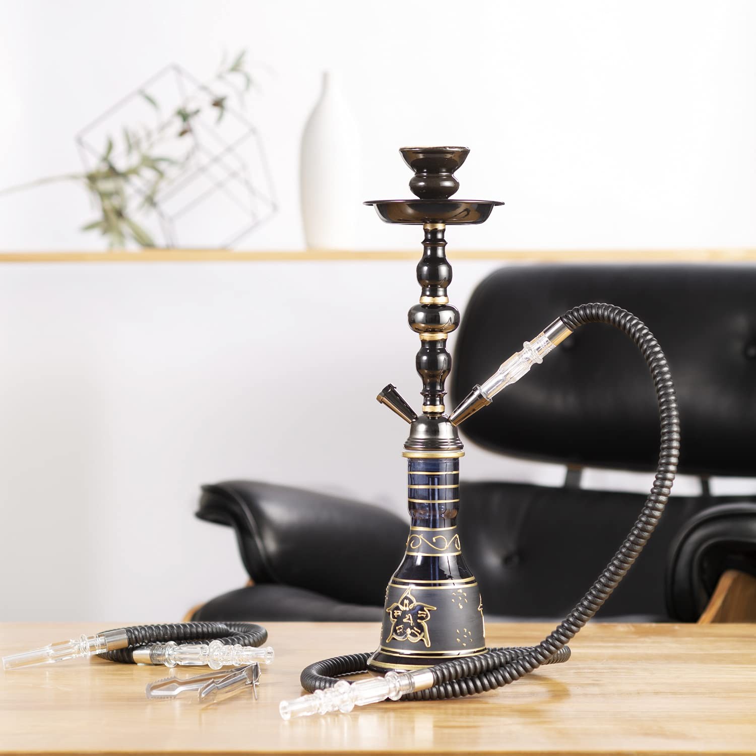 20&Prime; Hookah set – 2 Hose Premium Shisha Kit 1 Count (Pack of 1), Black