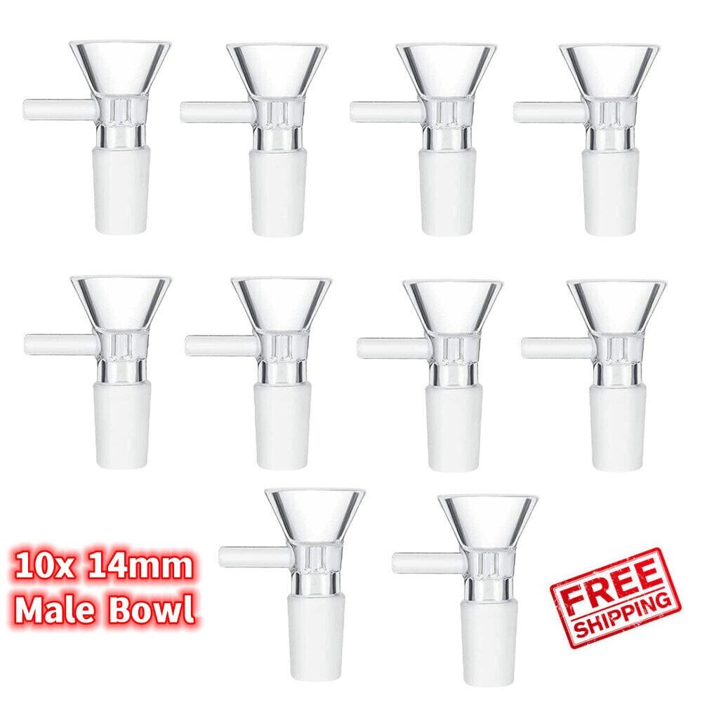 10PCS X14mm Male Glass Bowl For Water Pipe Hookah Bong Replacement Head