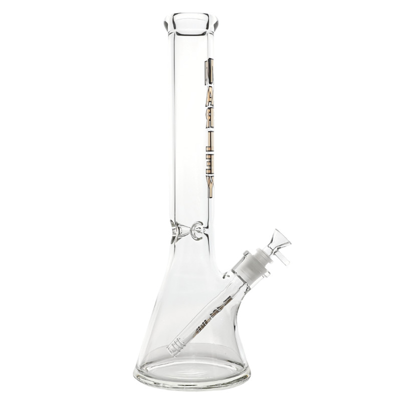 16&Prime; Marley – Premium Gold Logo Beaker Bong – 7mm Thick Glass Water Pipe