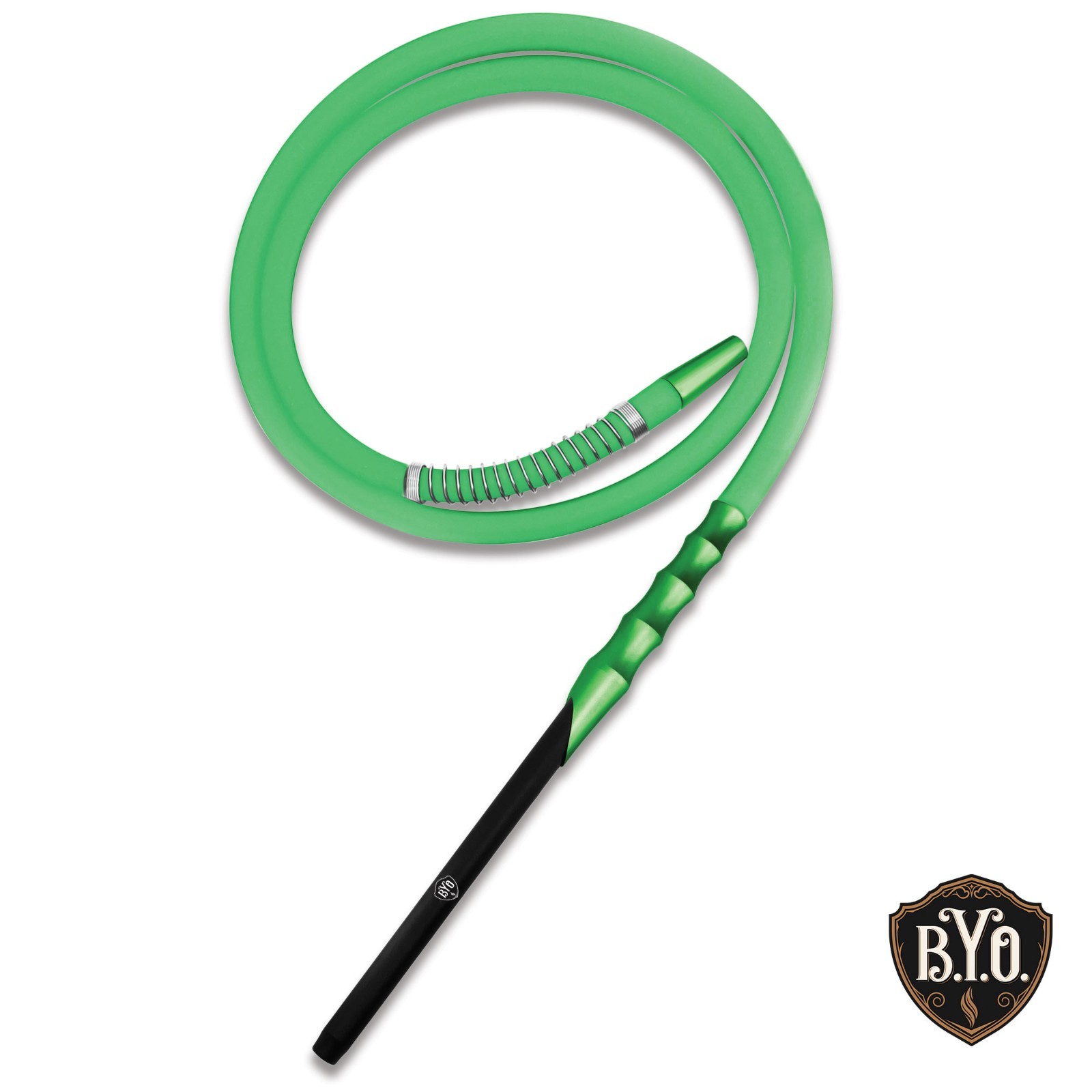 BYO Hookah Green Aluminum Silicone Two Tone Hose with Spring Guard B.Y.O. SALE