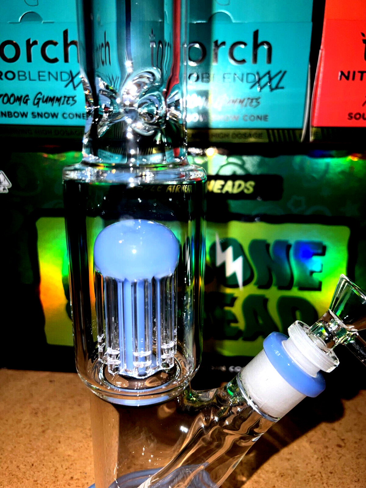 13&Prime; Blue Cali Cloud Tree PERCOLATOR Recycler Tobacco Smoking Glass Water Pipe