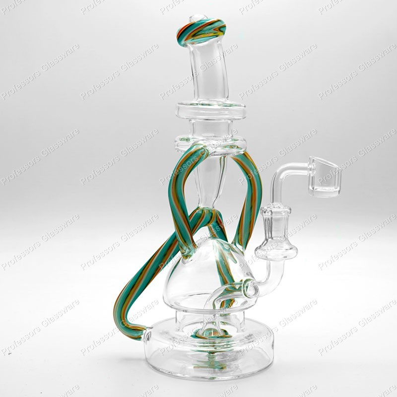 10&Prime; Multicolor Tie-Dye Recycler Bong – Glass Water Pipe, Smooth Filtration