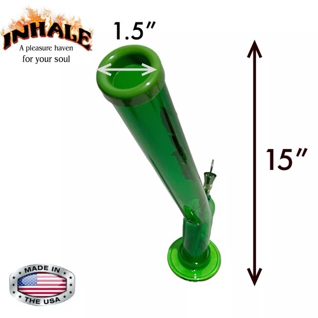 INHALE®️1.5×15&Prime; GRIP ACRYLIC HOOKAH WATER PIPE WITH A THUMB CARB & POKER US MADE