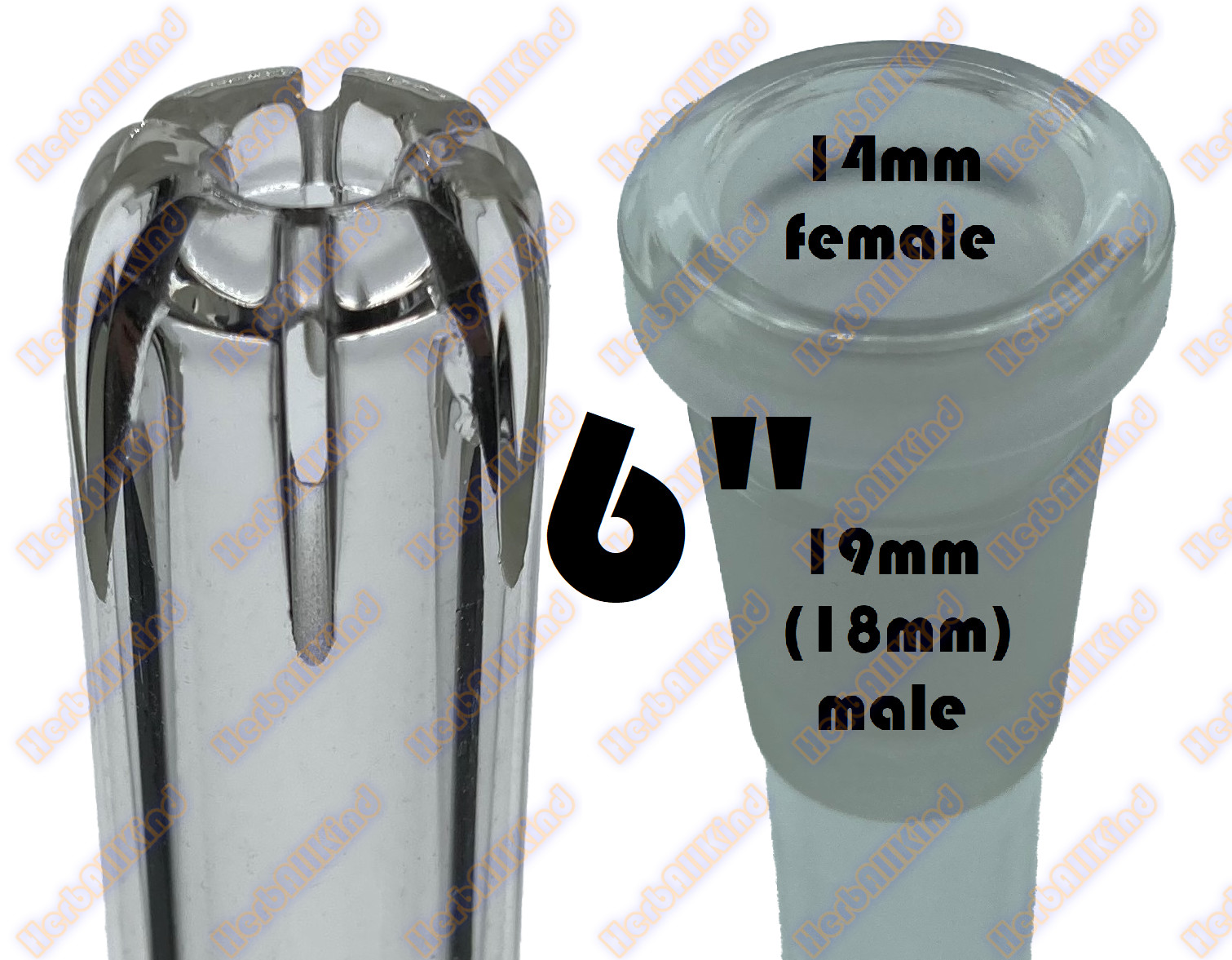 6&Prime; 19mm ( 18mm ) to 14mm Vertical Cut Perc Glass Downstem Low Profile