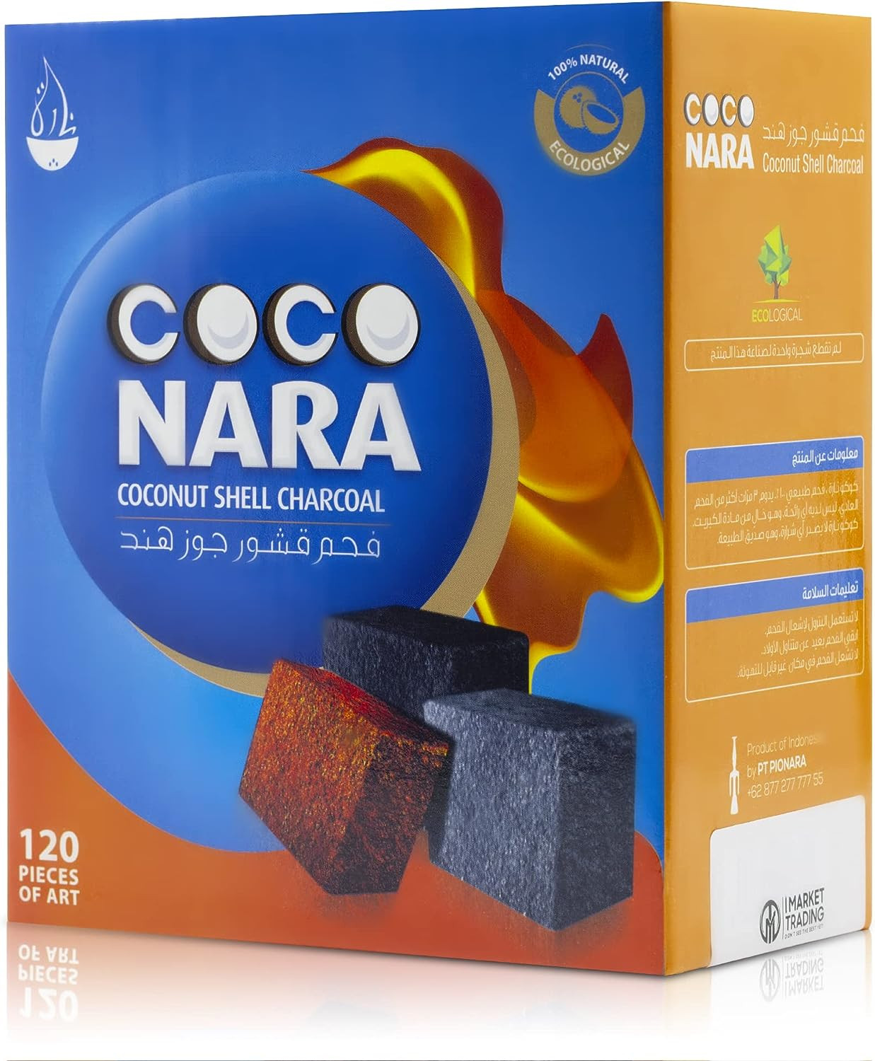 Coco Nara Hookah Shisha Natural Charcoals, 120 Count