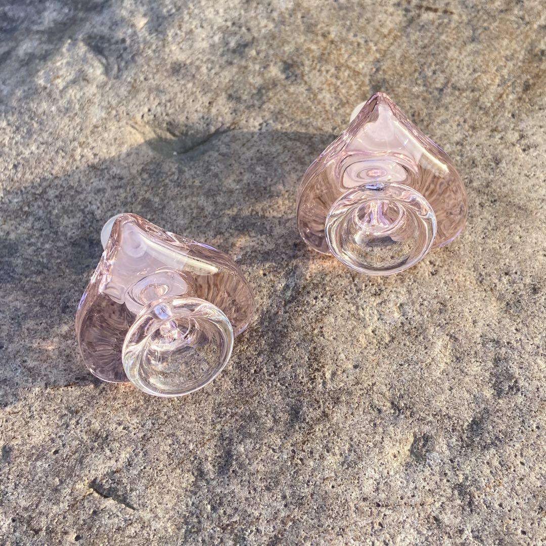 2pcs Pink 14mm Male Glass Tobacco Bowl Heart Shape Smoking Pipe Bowl Bong Joint