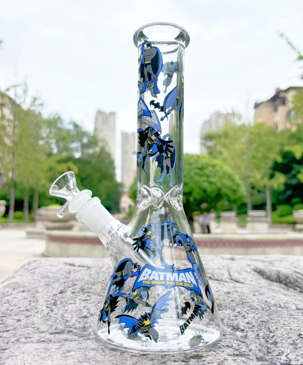 10&Prime; Glass Bong BAT MEN Thick Smoking Water Pipe Beaker Bubbler Hookah USA Stock