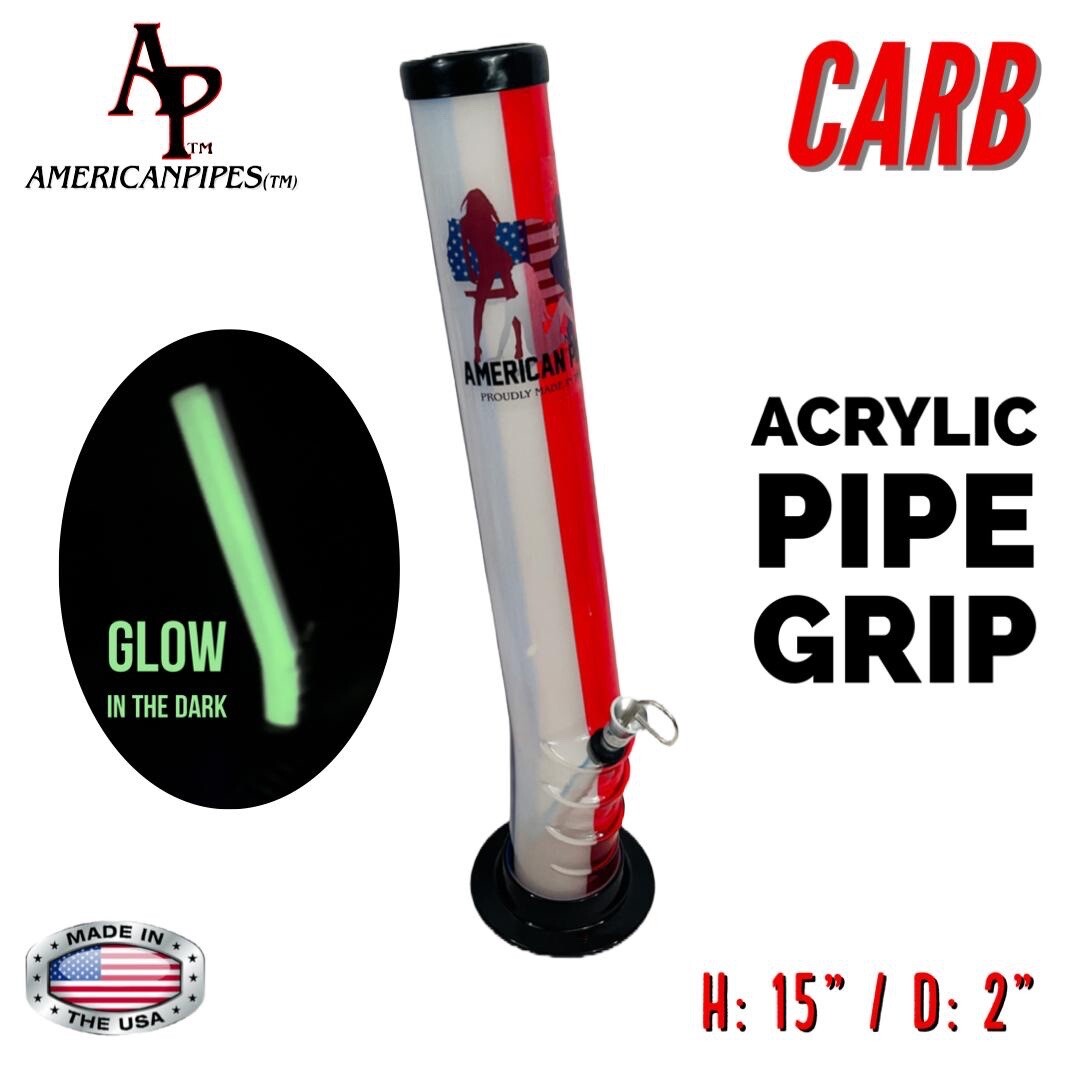 AMERICAN PIPES™15&Prime; GRIP ACRYLIC HOOKAH WATER PIPE GLOW IN THE DARK MADE IN USA