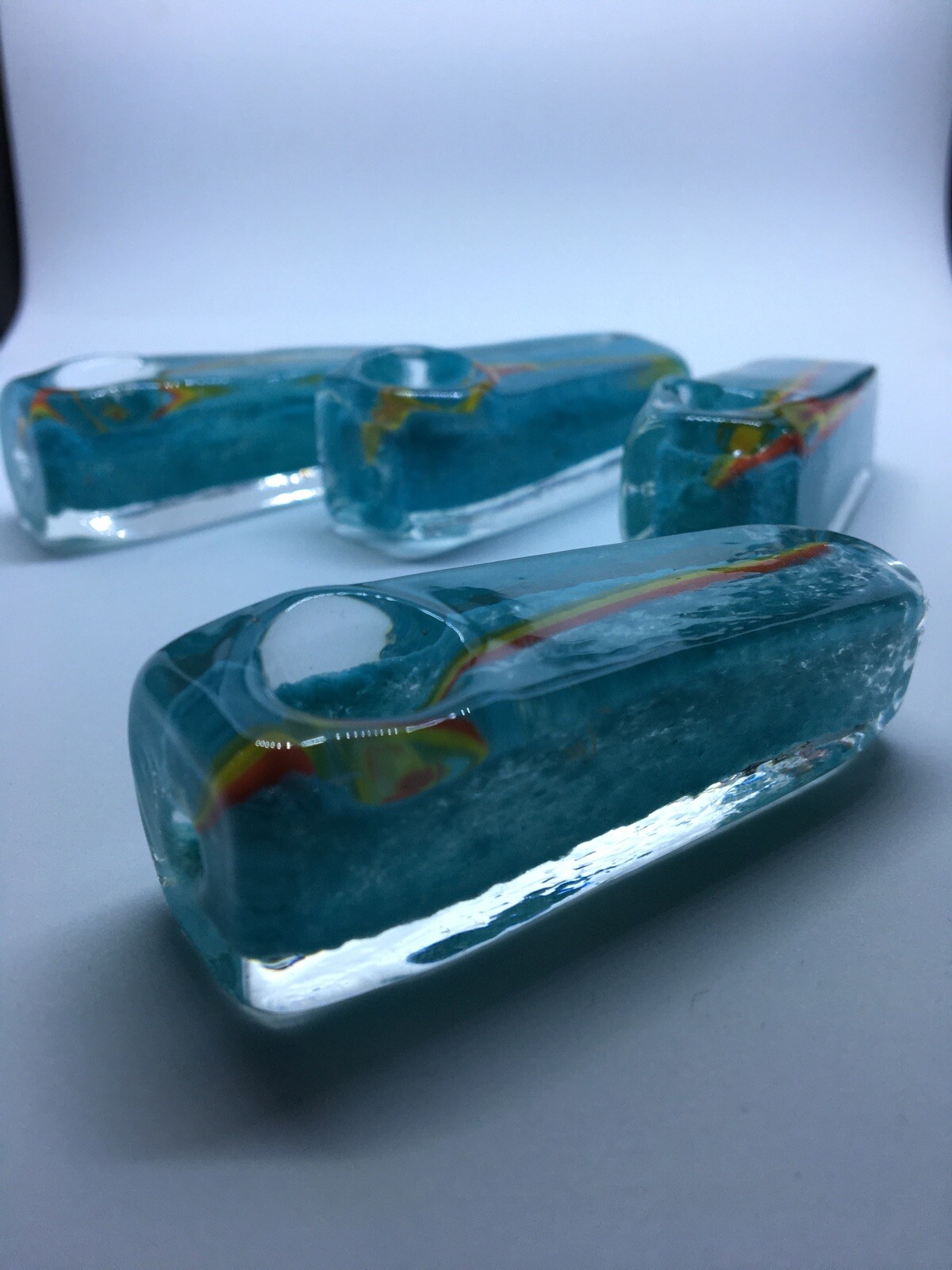 3” HAND PIPE MINI BLOWN GLASS PACK TUBE TOBACCO CUBE SQUARE USA POCKET CIG HEAVY