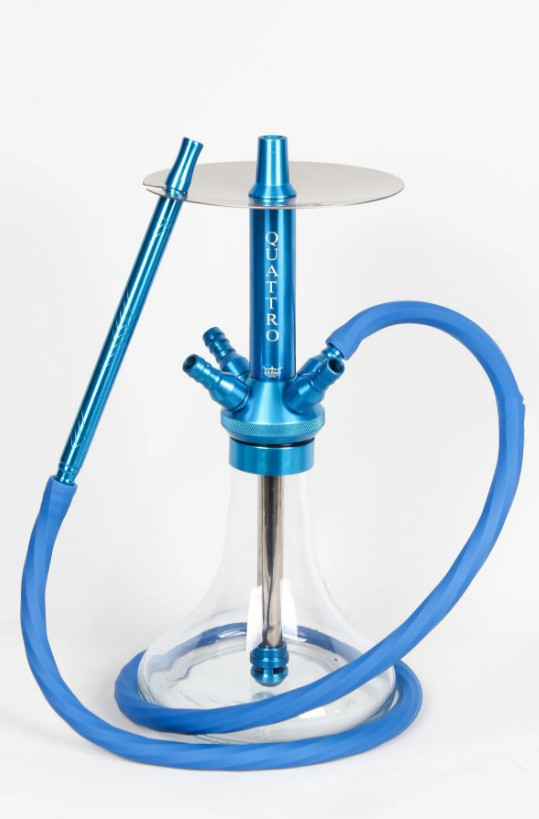 AlfeShisha Hookah Set 4 Hoses Blue, Personal Hookah Set, Modern Hookah