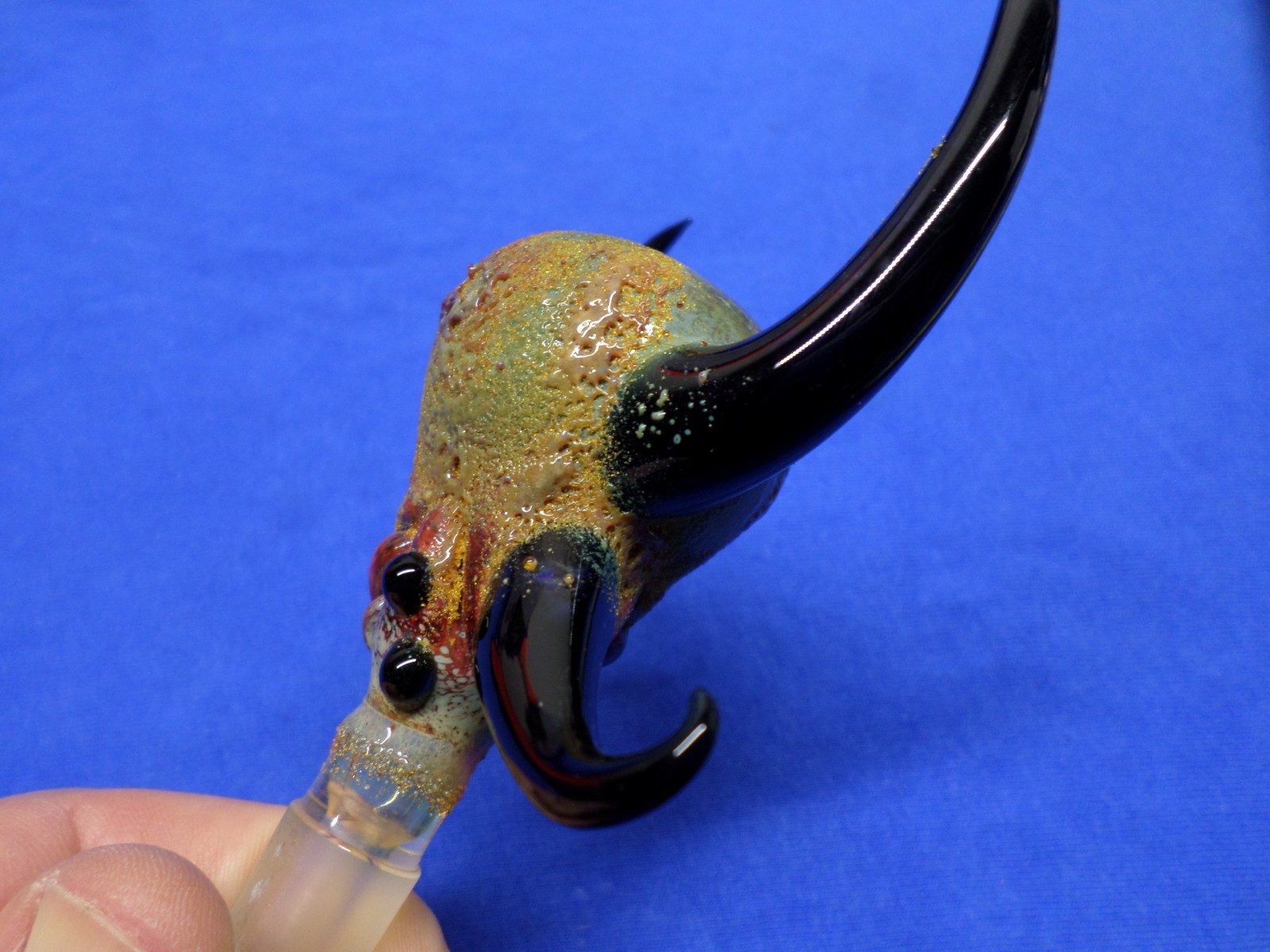 TRINITY GLASSWORKS – Horned Creature Monster Slide 14mm Heady Art Glass 2010