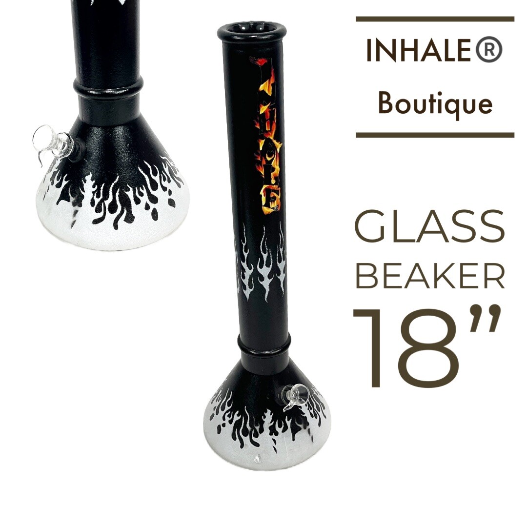 18” Heavy Duty Soft Glass Smoking Water Pipe INHALE®️/ Pull Stem Glass On Glass