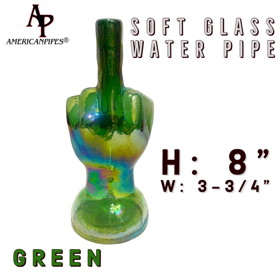8” Middle Finger Water Pipe/BLUE / Soft glass Pipes By INHALE & AmericanPipes