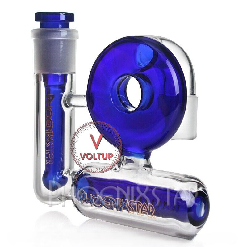 Phoenix Star Ash Catcher With Downstem & Inline Perc 18MM 90 Degree(Green&Blue)