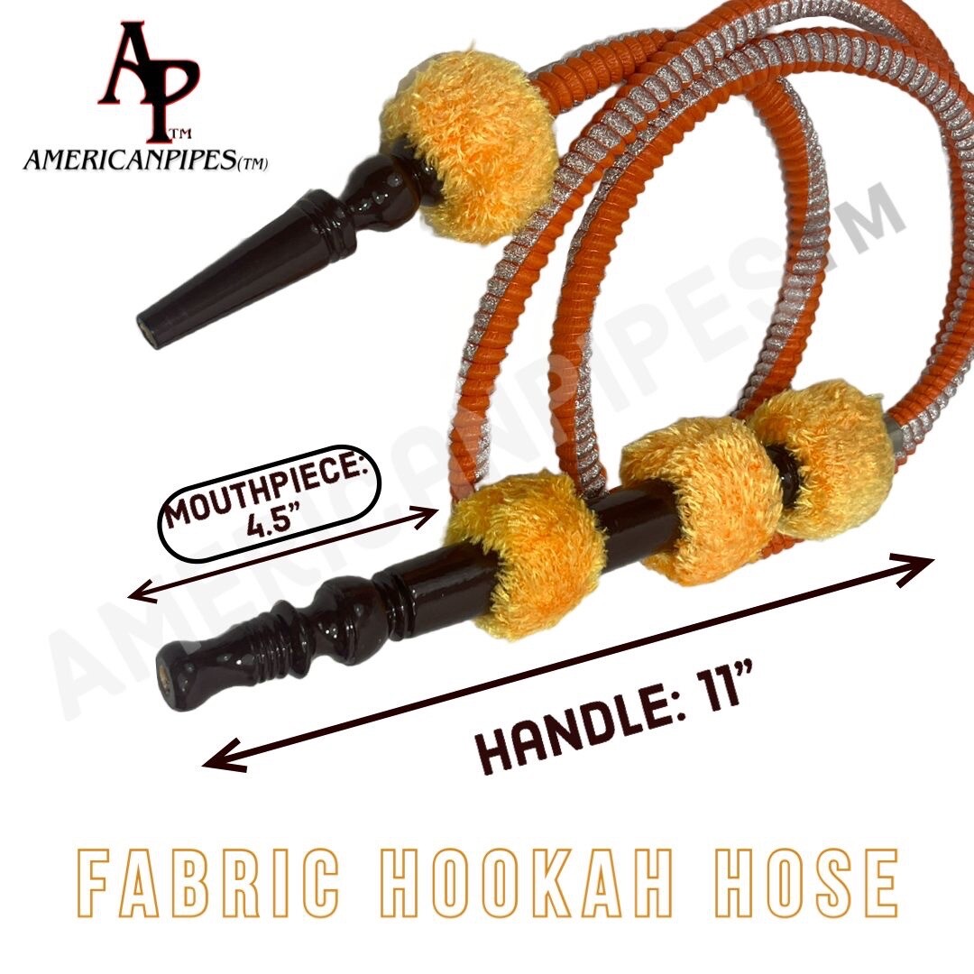 72 Inches Long Egyptian Style Hookah Hose With A Large Wooden Handle & Grommet