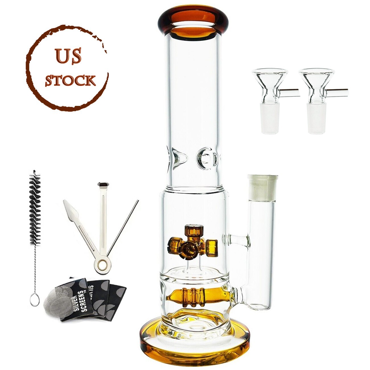 13&Prime; Heavy Glass Bong Percolate 1.8lb Bongs Smoking Hookah Water Pipe 19mm bowl