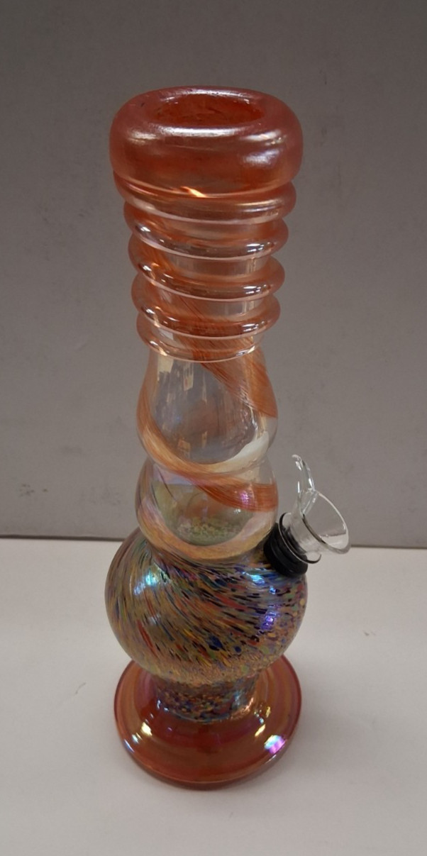 9&Prime; HEAVY SOFT GLASS WATER PIPE BONG HOOKAH BUBBLE PULL BOWL CARB ORANGE 85