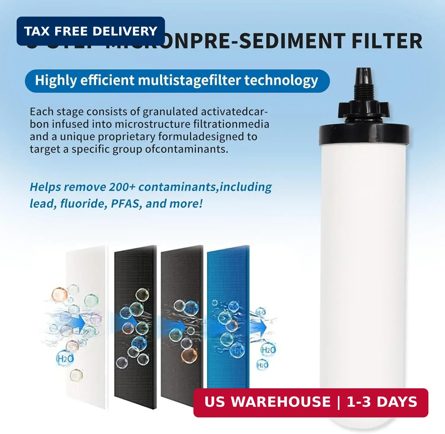 4 PACK 7&Prime; Gravity Drinking Water Ceramic Replacement Candle Element Filter with